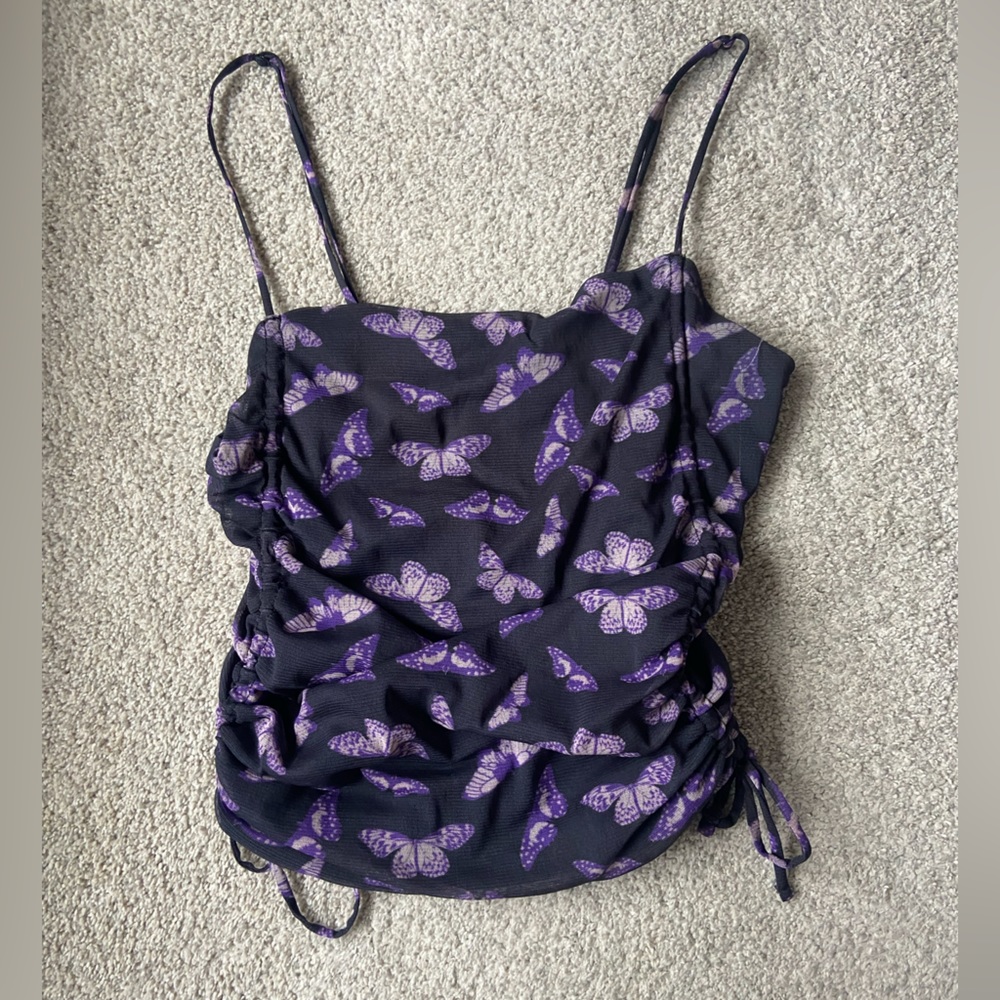 Urban Outfitters Ruched Butterly Top Size Medium